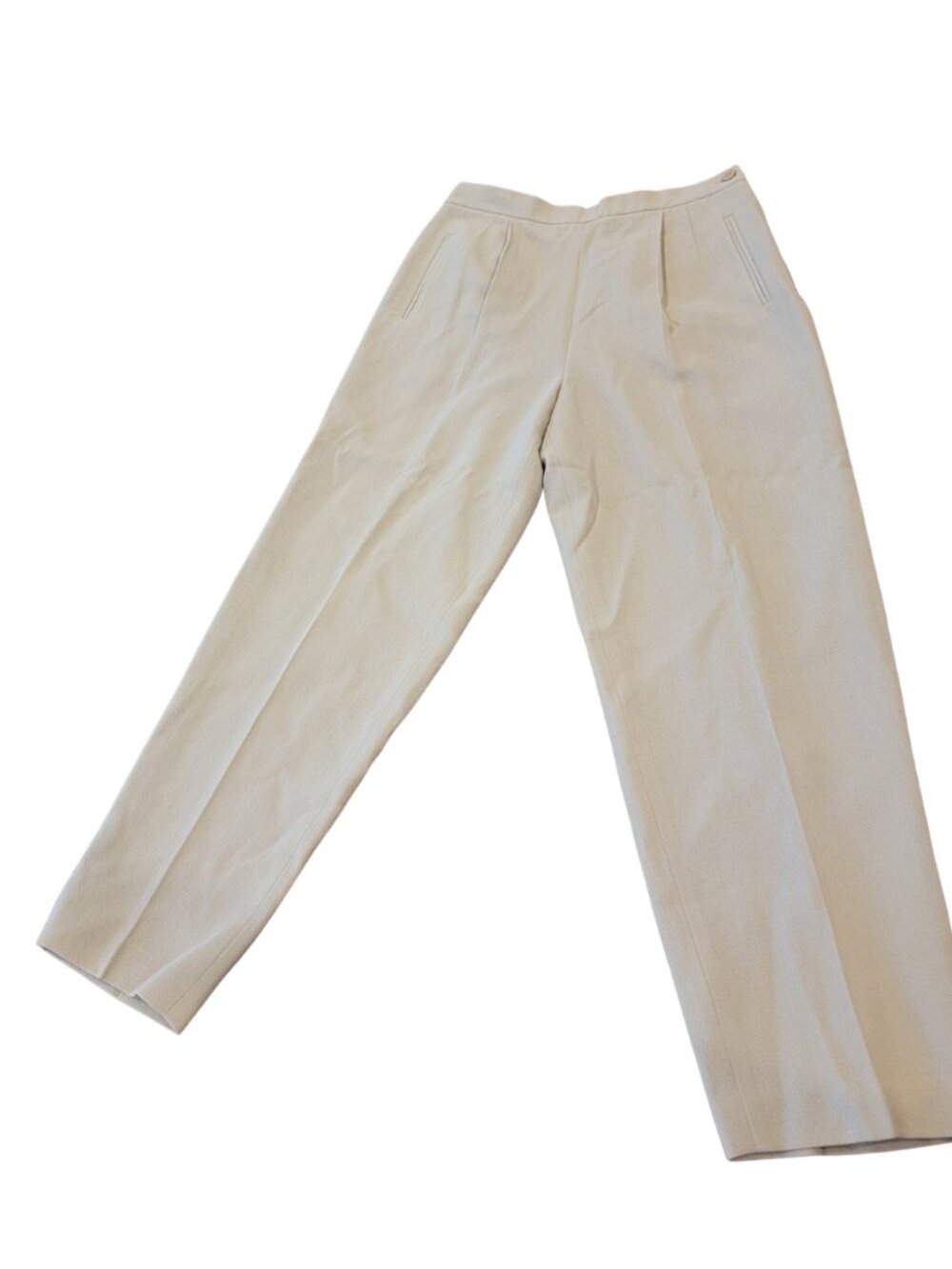Josephine Chaus Petite Pleated 100% Wool Sandstone (Beige) Slacks/Trousers